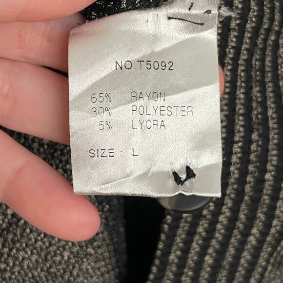 Terra L gray black tunic top blouse sleeveless tweed stripe medieval high neck - Picture 5 of 8